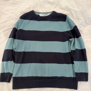 H&M Boy's Striped Crewneck Sweater with Navy and Blue Stripes- Size 5T/6